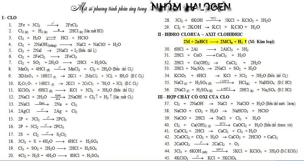 Ôn tập hóa học chương halogen - Công Ty Hóa Chất Hanimex